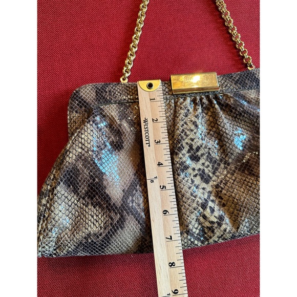 Perlina Python Embossed Leather Shoulder Purse - Picture 11 of 14